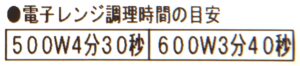 電子レンジの調理時間の目安